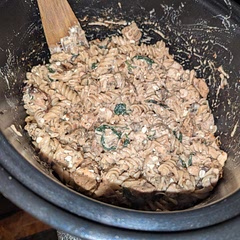 Added some mushrooms for bonus veggies. Used the slow cooker/crock pot method.