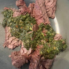 I love this for a Texas Summer grill!  We prepped the Chimichurri for this delicious steak!