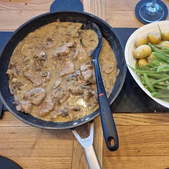 Substituted dairy free plant cream. Went down well with all the family.