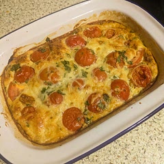 This came out really nicely, though I forgot to oil the pan so there was a little scraping! I used Gouda rather than Gruyère, and would recommend less salt next time.