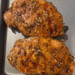 Decided to cut up a Texas sized Pork Loin for portioning out to the freezer in Food Savers! Pulled a couple out for the grill and marinated in a Sweet Mesquite Brown Sugar Bourbon spice with bourbon added and a bit more of brown sugar. I don’t think I really followed the recipe very close lol! I could cut my pork almost with a butter knife! Not really, but you get it. They were juicy and tender on the grill for about 15 minutes! A definite regular for busy people.  I served it with a Mexican Corn Elote and Mac and Cheese salad leftovers! A variety of flavors on this easy Saturday night!
