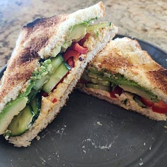 On homemade white bread that was available. 