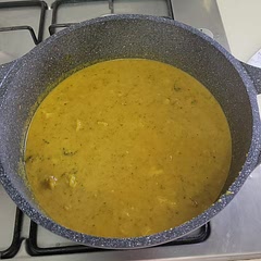 I put half the amount of coconut milk and used light. 2 tbsp olive oil. That alone decreased [fat] calories per serving by 33%, without compromising on flavor!
