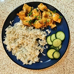 Paired it with rice and cucumber like the picture, delicious 😋