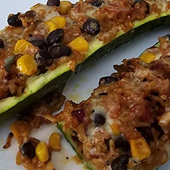 Next time maybe try roasting it on a baking tray rather than the casserole dish, the courgettes could have done with being crisper