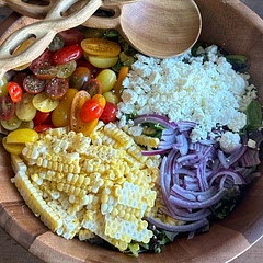 Put on top of a bed of greens, and added feta!