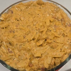 I have to use gluten-free noodles.  I also cooked them separately.  The seasoning and taste is good. Next time I make this, I will cook the pasta with seasoning and not add the chicken.  Pasta and sauce with a side salad and garlic bread. 
