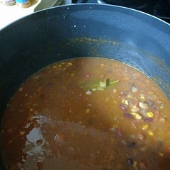 Noticed there wasn't much in the way of seasoning here (other than the ch. powder). Put together according to instructions and let cook longer. Added 2 bay leaves...now it's BUSSIN'!!! 
(That's a good thing.)