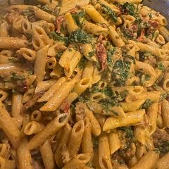 Switched chicken for sausage 

Overall it wasn’t bad - but I tend to not like sun dried tomato bases. They’re too oily and I usually don’t like the texture of the tomato 

IF I tried making it again I would probably swap out for some diced tomatoes