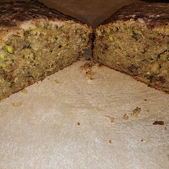 I added to it and didn't use baking soda. I added nuts to both loaves and raisins to 1. I also added a little apple sauce to it, extra spices. I needed it to have more of a kick so I added all spice and pumpkin spice on top of cinnamon, it needed way more but that's me. On a double batch I used 1 cup walnuts but I didn't bread down enough so it was hard to cut. I would get then really small or buy pics. I also think baking at 350 might be to low. I baked for 1h 12 min and top wasn't golden yet, so maybe jack up to 375 after 30 min. I think 1 more egg on double batch would have went far