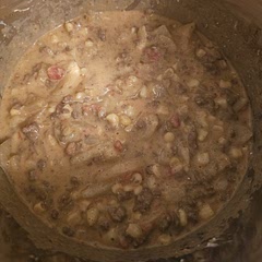 Mine also turned out a bit soupy. Taste okay. Added a mix of leftover cheeses. And onion powder.