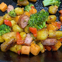 Sautéed in a cast iron instead of put it in the oven and threw in a package of gnocchi. Very, very good. Will make it again!