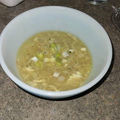 Added ginger and cabbage, had to sub miso with tahnini and chicken stock with chickenless broth. It's really tasty and good for sick days, though :)