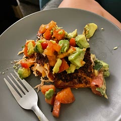 Tripled the seasoning amounts, added tajin and paprika, also seasoned the salsa. We did two 0.8lb filets of salmon, five Roma tomatoes, and two avocados and that gave us enough for four servings plus extra salsa