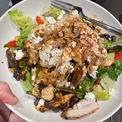 So good. Added toasted jalepeno to the crema and chili lime chicken.