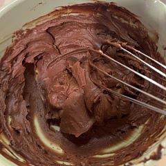 First attempt at making chocolate pastry cream - or any type of pastry cream!  Followed the directions and no scrambled eggs!  I used this as a filling for a layer cake. I think it could use a little more sugar other than that really good!