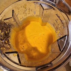 Photo of my sauce after blending! :) 
So delicious, we had leftover sauce so I made a cold pasta salad for work with it!
