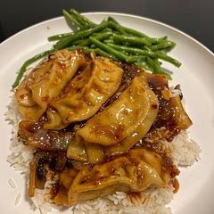 Made with frozen potstickers from Costco!! So yummy and easy!