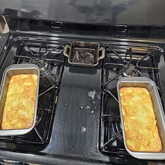 Really good. Didn't have a pan the right shape but these two Loaf pans worked in a pinch. The glaze will make extra so if you double the cake recipe but leave the glaze recipe maybe you'll use it all.