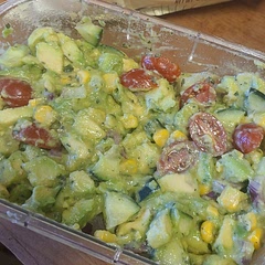 This recipe slaps! I forgot to get white wine vinegar so I used rice wine vinegar and I used honey instead of maple syupe. Left with extra dressing though. This is really good for dinner on a hot summer day
