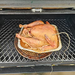 This made an amazing Turkey, but the time is way off.  I did a 15 pound bird in 7.5 hours at 230F.  10 hours for a 10 pound bird would be unnecessary, and probably dry the bird out.