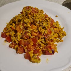 Used 2 eggs not 3. Used a whole tomato. Used a red chilli instead of green. Quick and delicious!