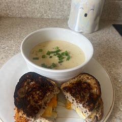 This is my favorite potato soup recipe I’ve tried!
I used pancetta instead of bacon, chicken broth instead of veggie broth, and added a carrot finely chopped in with the potatoes to boil. So so good.