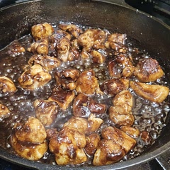 This was super easy to make! I'm not entirely sure how to tell when the vinegar has boiled out but it smells delicious and vaguely tastes like orange chicken! I'm pretty happy with this one!