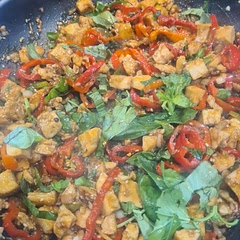 I used normal basil. I put a veg stock gel in the rice, partially cooked it for around 12 mins then left to finish under foil. 