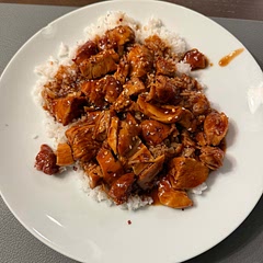 Double the chicken. Half the honey. 1.5 times the sauce