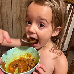 Really good!! Evie LOVED it. ** makes a lot. We froze 2/3 of it