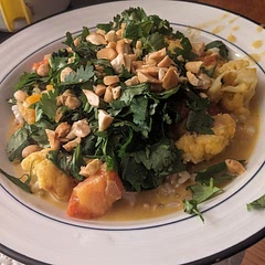 Very nice recipe, a flexible base. Added a bit of cauliflower and some tomatoes, so we doubled the broth... Turned out a little on the soupy side. Used some yellow curry paste in lieu of some of the red, to make it milder. Delicious!