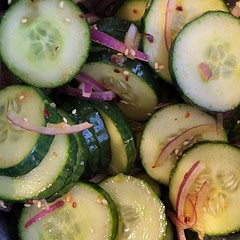 So good! I add slightly more vinegar and add thiny sliced red onion.

For a spicier version, I used spiced vinegar, added a tbs of chili paste and upped the amount of crushed red peppers. Delicious. 