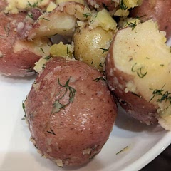 Made this as a variation of swedish "Lyx potatis".  These are delicious, especially when topped with lemon-garlic creme fraiche.  