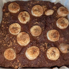 Blender didn't do a good enough job so I had to mix by hand. Will try using a food processor next time. I added a pinch of bicarbonate of soda, cinnamon and nutmeg. Topped it with banana slices. Tasted good after cooling down but still a little too soft a texture so I'm firming it up in the fridge.