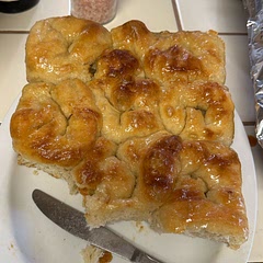 This was soooo good! Literally did not last during thanksgiving! It was like a fluffy focaccia donut! (People were taking pieces before I could get a picture)