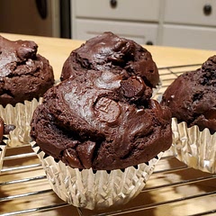 Amazing! Rich and chocolatey.. the sour cream made it thick and moist. It made 13 muffins. Would have made 14 but I was eating the batter! I cut the sugar in half and it was sweet enough.