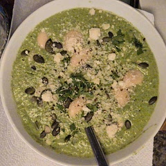 Yum!! Added miso paste, italian seasoning, nutritional yeast for added richness and blended half the cannellini beans for a bit more thickness. Also garnished with parmesean and pumpkin seeds:) 