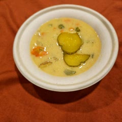 I added onions and garlic - sautéed in the butter.  Interesting soup- family wanted it.  Loved