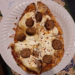 12 servings = 3 ppl
Had to cook sausage beforehand 
Use Roasted Garlic flavor bread 
Only needed 2 bags of mozzarella and 1.5 of ricotta 
Crushed red pepper and honey added afterwards 