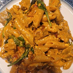 Very good. Used seitan instead of chicken, half heavy cream/half and half, and a sourdough pasta. Easy recipe as well. Will definitely make this again.