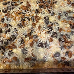We added white chocolate and butterscotch chips.  Used dark chocolate chips because that’s our preference.