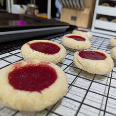 So delicious! 

We did 1/2 tsp vanilla in the curd and it was too much; next time, I would omit the vanilla from the curd entirely and just do it in the cookies. 

We did 1/2 cup sugar in the cookies, and it was the perfect amount.