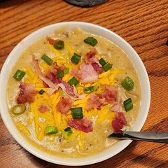 The family loved this soup. It is hearty and delicious. I added a 4th clove of garlic and one more cup of chicken broth, and it came out perfect. 