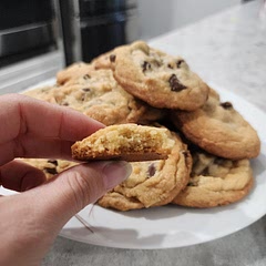 These are great! Super easy to make, have good flavor and good texture. Soft inside with a nice crunch on the perimeter. Did half the recipe, got about 20 cookies, baked in middle rack then last five mins top rack. 10/10
