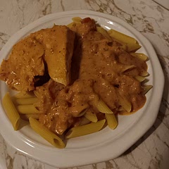 Love it! The sauce is SO rich and creamy! So easy to make, I love slow cooker meals. I used two chicken breasts instead of four, and served it over penne pasta. 😋