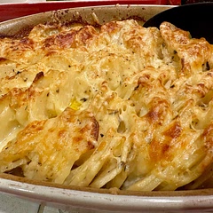 Delicious! We loved the crispy cheese. I am lactose intolerant, so I made it with Country Crock plant cream. Gruyère and Parmesan are cheeses I can eat so it was perfect!