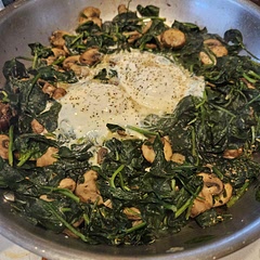 Will make again - great foundational recipe. Subbed the Kale with Spinach. Seasoned with rubbed sage, tarragon, salt and pepper. Served atop a slice of sourdough toasted with ricotta cheese and a drizzle of balsamic glaze. Sprinkled with a bit of nutritional yeast and everything bagel seasoning. Bonus points for being one-pot and super quick.