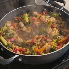 Didn't have ginger but it was delicious!! I added asparagus 🙂