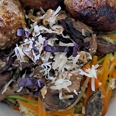 I had it with bulghar wheat and meatballs 